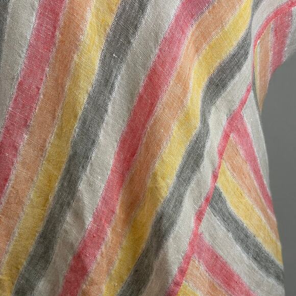 J Jill Love Linen Petite M Striped Linen Maxi Dress Summer Coastal Casual‎ Lined - Picture 11 of 14